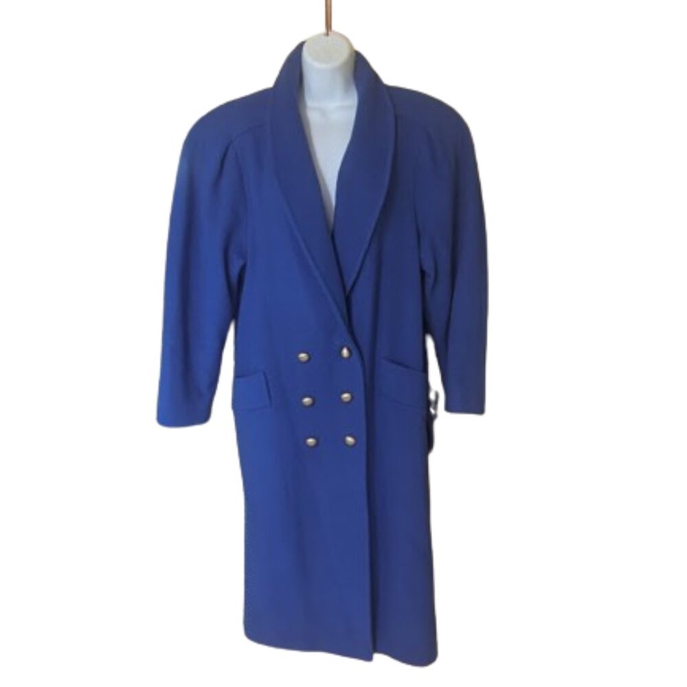 VINTAGE WOOL Double Breasted Royal Blue Coat SIZE 12 -Fit 14-16 NEW WITH TAG NWT